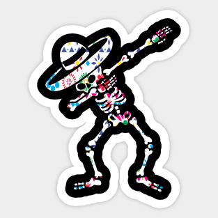 Skull dia de los muertos dab Sticker